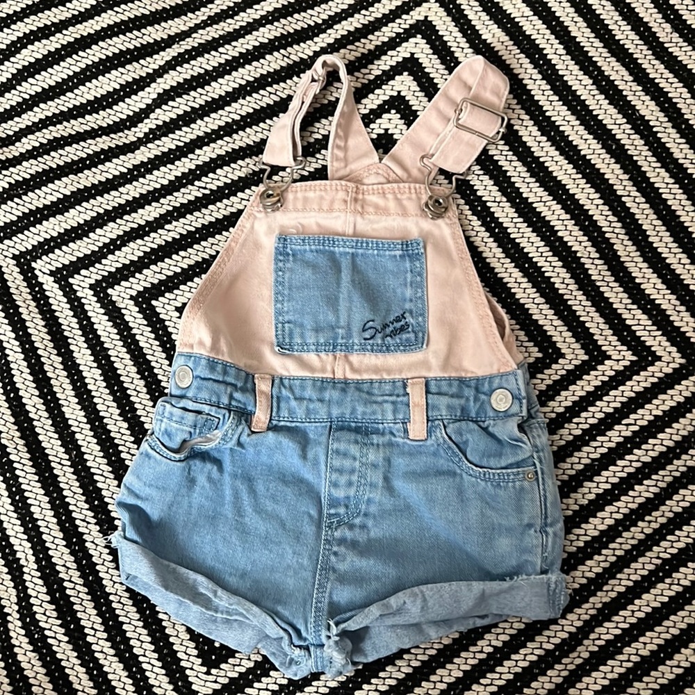 Zara Summer Vibes Jean Short Overalls Size 12-16 months